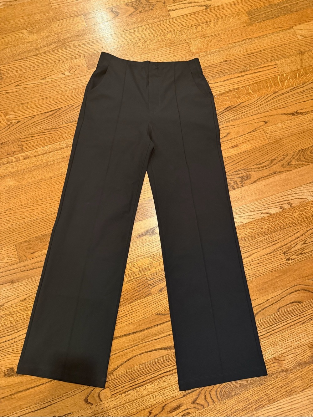 Vuori Black Wide-Leg Trousers with Clean Front
